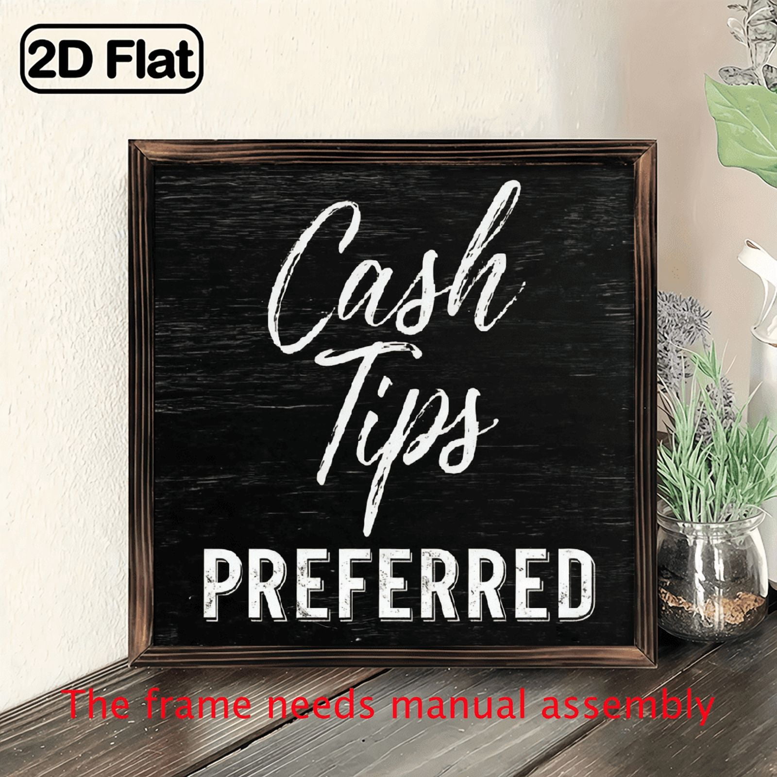 Cash Tips Preferred Wood Wall Sign - Office Decor - Wooden Wall Sign ...
