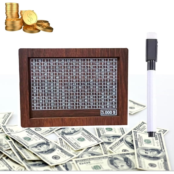 Cash Vault Wooden Money Saving Box, Wooden Cash Saver Money Box, Money Vault Savings, Money Box with Counter, Wooden Money Box with Money Target and Numbers (3000 Dark Brown)