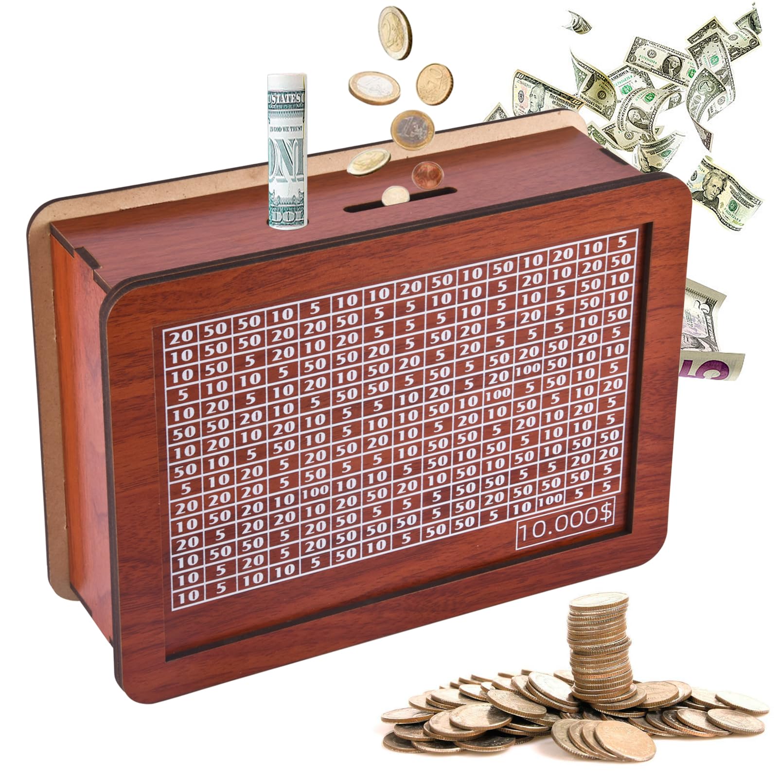Cash Vault Wooden Saving Box,2024 New Wooden Cash Saver Money Box,Coin