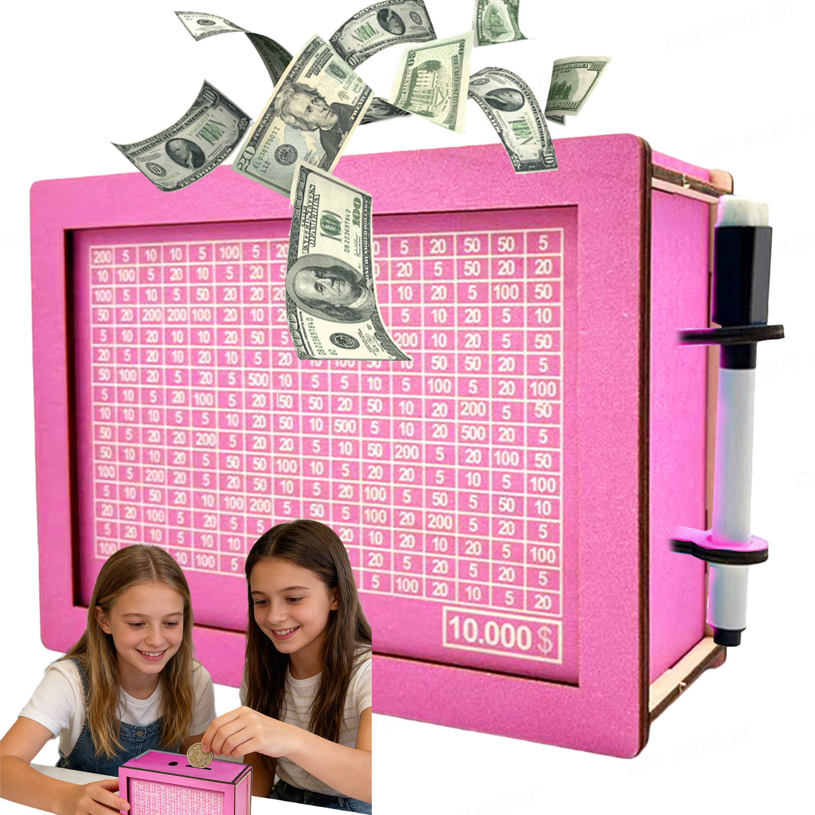 Cash Vault Wooden Savings Box 10000 10k Savings Challenge Box for ...