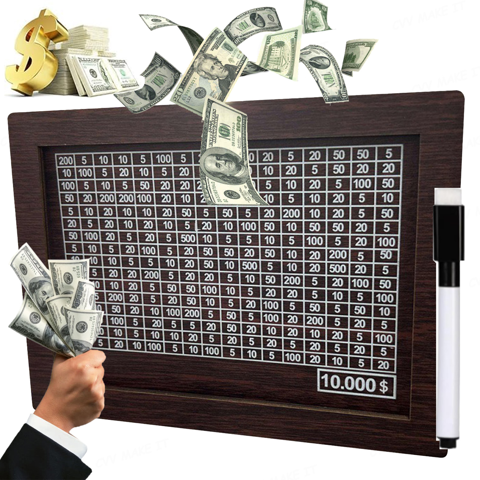 Cash Vault Wooden Savings Box 10000 Money Saving Challenge Box for ...