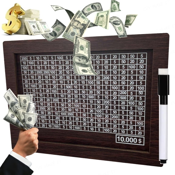 Cash Vault Wooden Savings Box 10000 Money Saving Challenge Box for Adults & Kids Reusable with Counter and Savings Tracker for 10k Target,Euro-10000