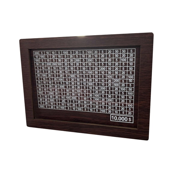 Cash Vault Wooden Savings Box, Wooden Money Box, Coin Counter Piggy Bank for Kids Adults, Money Box with Clear Panel, Reusable Cash Saver Box with Money Target and Numbers(5 Amounts)