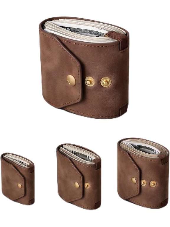 Cash Wrap Wallet, Leather Cash Holder for Men, Ready to Use Immediately, Adjustable Size, Magnetic Design(Brown)