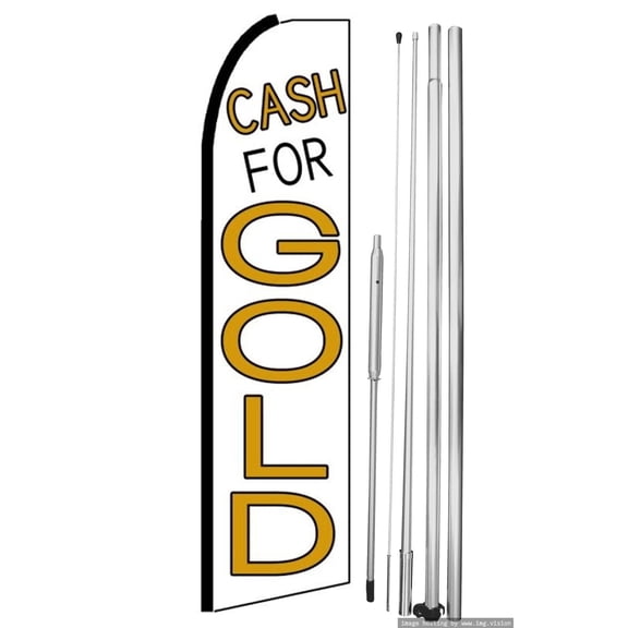 Cash for Gold Swooper flag With Pole Advertisement /Business Flags | Feather Flag |