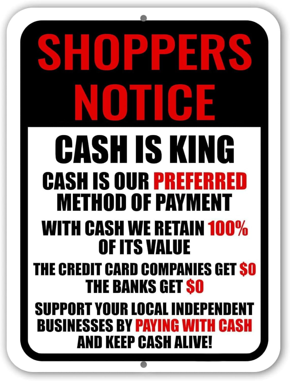 Cash is King Sign Metal, Cash Only Sign for Business and Retail Store ...