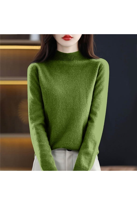 Sweaters for Women Lightweight Turtleneck Sweater Soft Cozy Ribbed Knit Long Sleeve Pullover Tops Dark Green XL