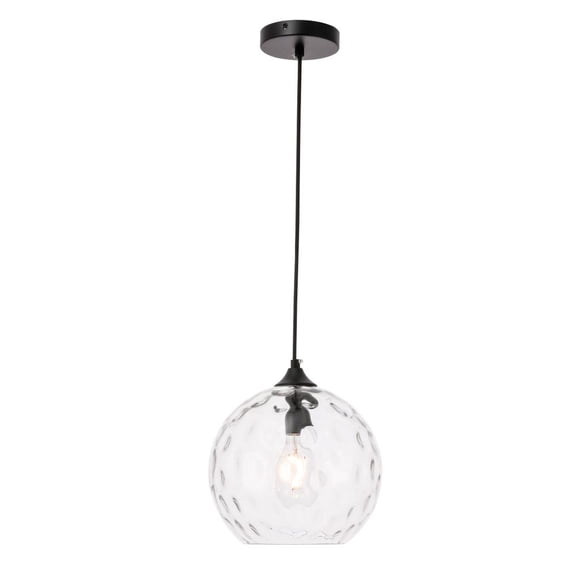 Cashel 1 light Black and Clear glass pendant