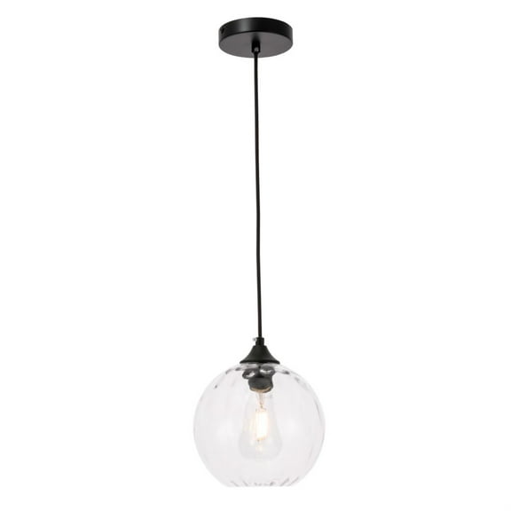 Cashel 1 light Black and Clear glass pendant