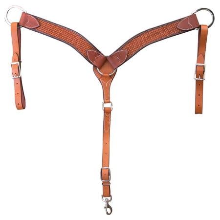 Cashel Breast Collar Leather Basket Stamped 2" Chestnut SA-BC152CSBS