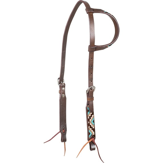 Cashel Company Chocolate/Tan Beaded Slip Ear Headstall Chocolate/Tan HORSE