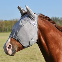 Cool Cashel Crusader Sun Fly Mask: Ultimate UV & Fly Protection for Horses Yearling/Lg Pony / Standard / Ears | Gray