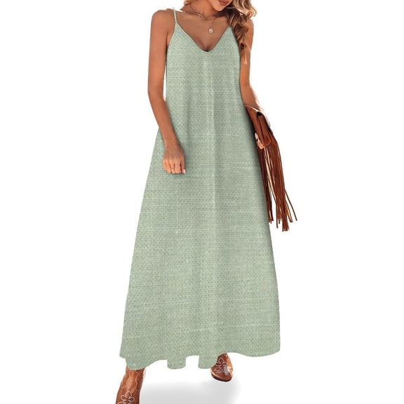 Cashel Linen Mint Green Sleeveless Suspender Dress Summer Fashion Casual Long Dress