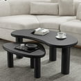 thumbnail image 1 of Cashew 34"x25"x13" Solid Wood Coffee Table Round Coffee Table,Black, 1 of 6
