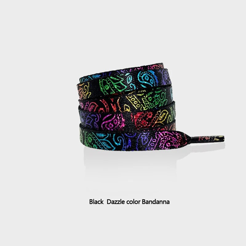 Cashew Flower Shoelaces for Shoes Gilding Flat Shiny Shoe Laces