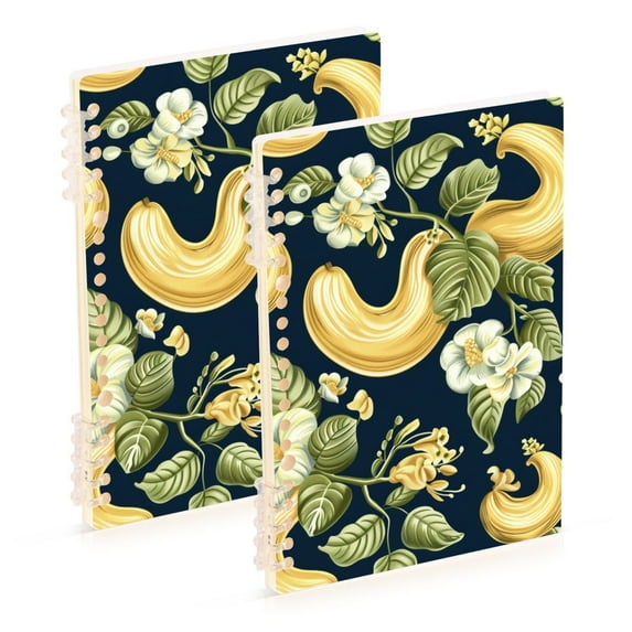 Cashew Fruit Ring Binder Notebook Journey Note Diary College Ruled Spiral Notebook Study Loose Leaf Paper A5 60 Pages