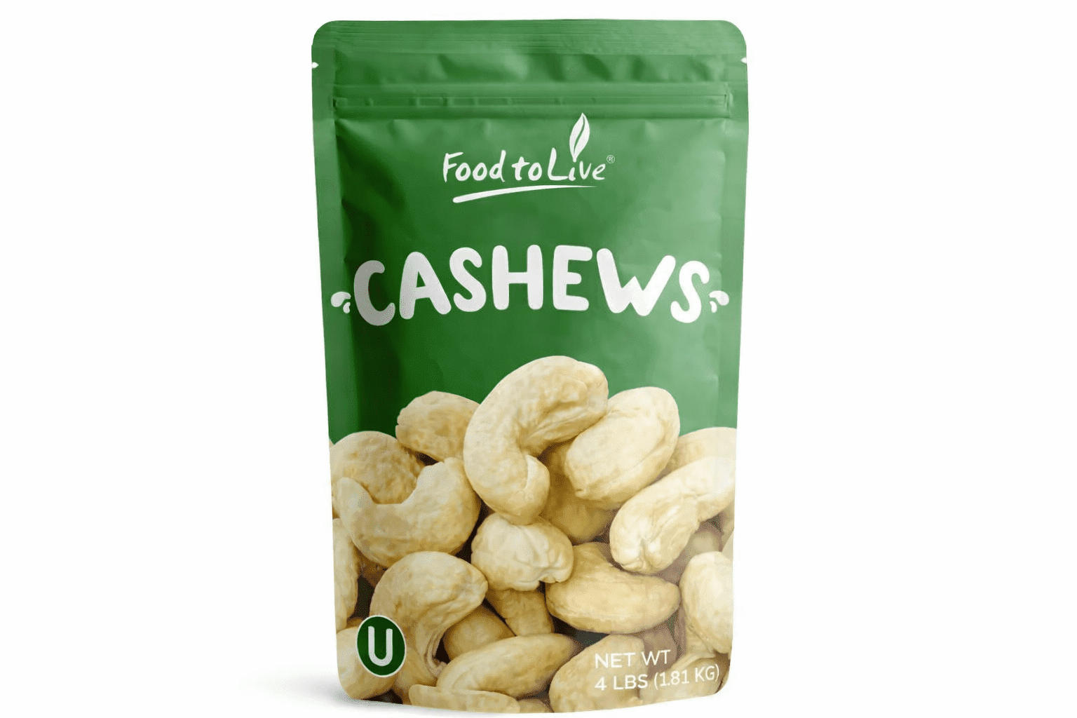 Cashew Nuts, 4 Pounds – Large Size W240, Unsalted, Kosher-by Food to Live