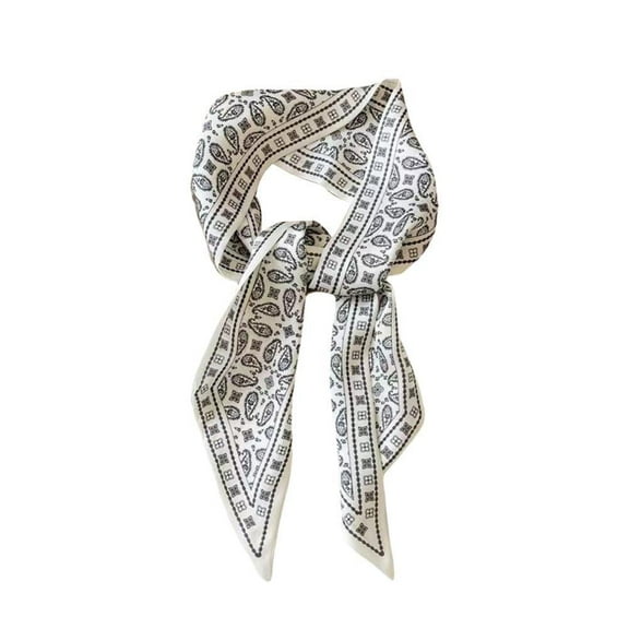 Cashew Silk Scarf Vintage Headband Tied with Ponytail Bow, Braided Headband