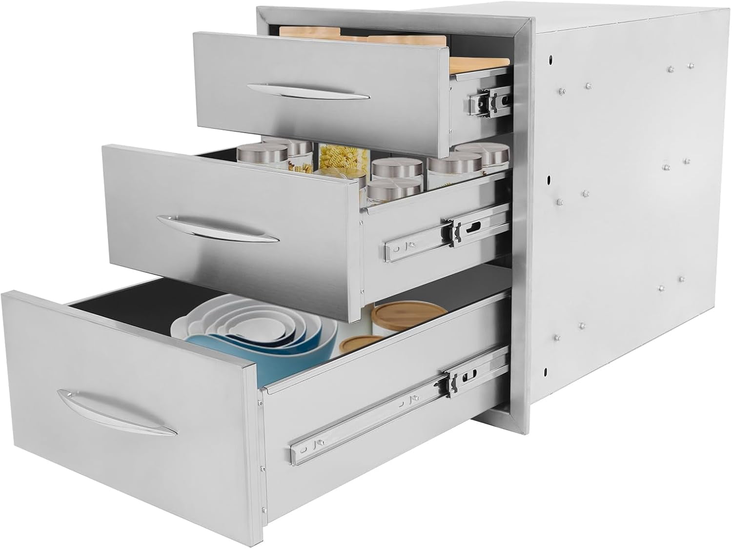 Cashewnuts 3 Tier Pull-Out Kitchen Trash Drawer Stainless Steel Built ...