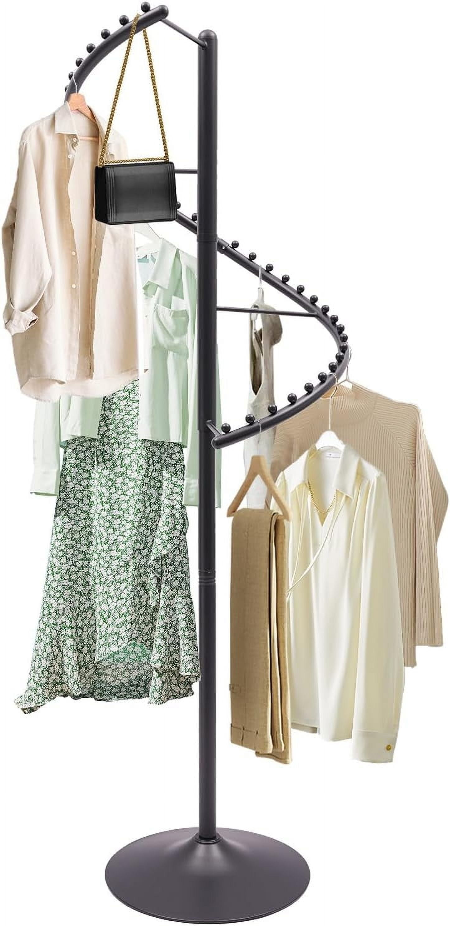 Garment Rack Divide Cashewnuts 5.91ft Spiral Rotating Clothing Rack 360° Spiral Hanger ...