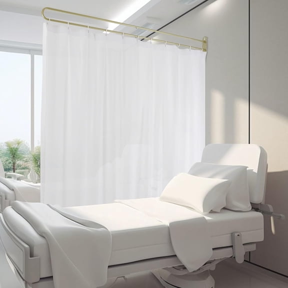 Cashewnuts Privacy Partition Curtains, U-Shape Room Divider Curtain Metal Support Wall Mounted Medical Curtains for Hospital Fitting Room Beauty Salon, 7.22ft Height