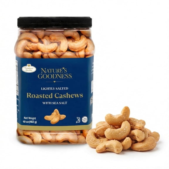 Cashews Lightly Salted, Roasted Nuts - 19 oz - Vegan Plant Based Protein Snack - Rich Roasted Flavor