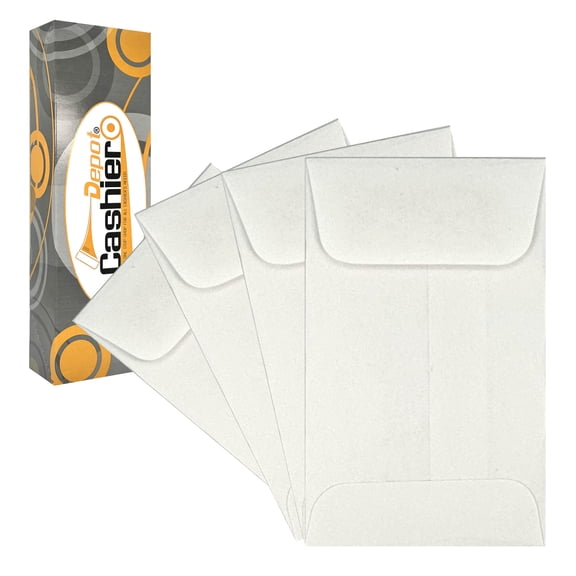 Cashier Depot Coin / Small Parts Envelopes, Gum Flap, White, 2-1/4" X 3-1/2", 1000 Count, 2 Pack