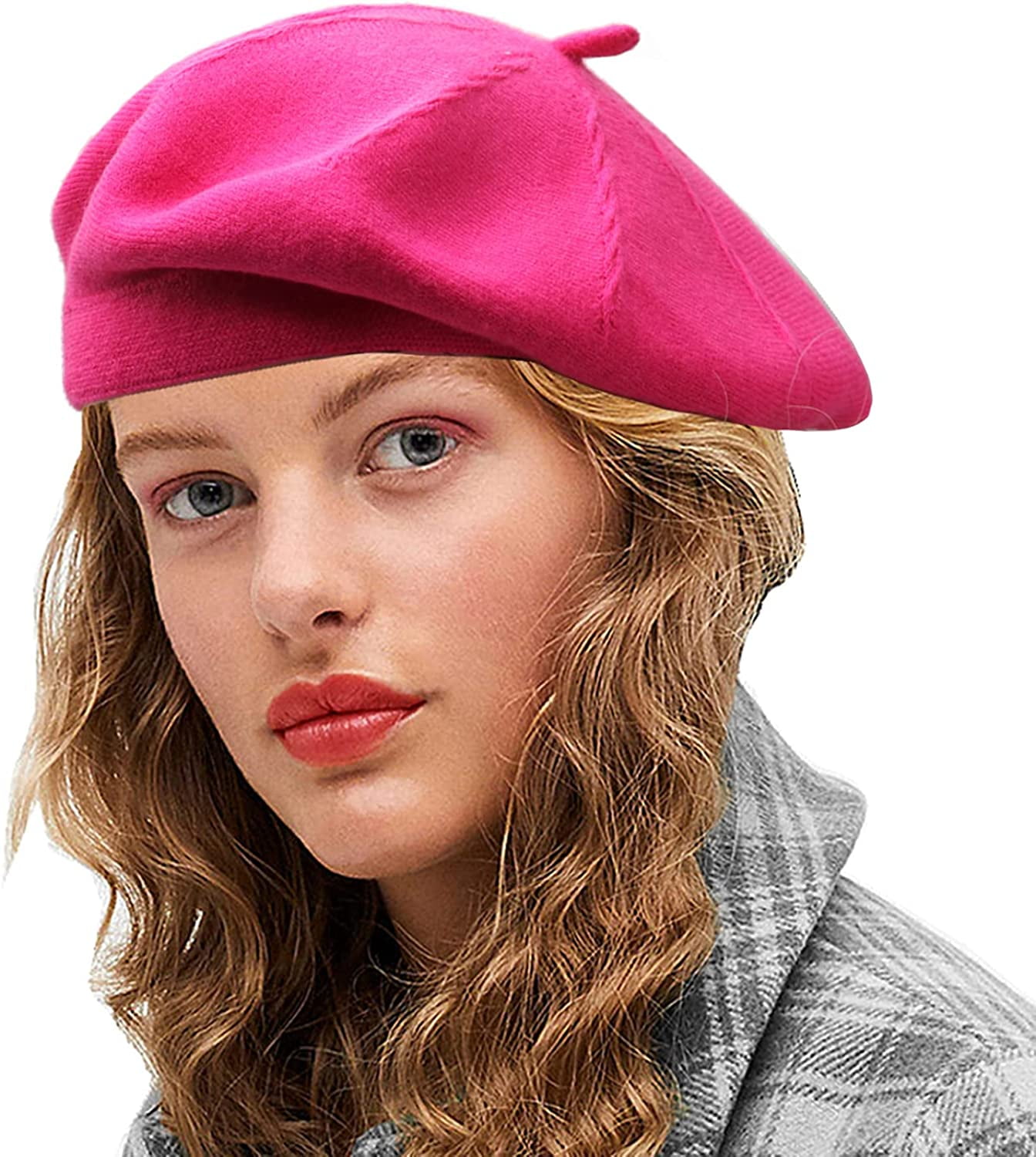 Cashmere Beret Hats for Women Girls. Reversible French Berets Hat Solid