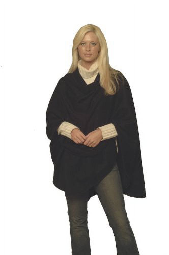 Cashmere Cape with Fur Trim/Cashmere Cape/Cashmere Capes/Cape/Capes/Fur Cape/Fur Capes for women/Capes and Shawls/Fur Caplet/Caplet/Coat/Poncho/Shrug/Ruana (Leather Trim-BLACK) - image 1 of 15
