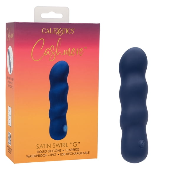 CalExotics Cashmere Satin Swirl G Rechargeable Silicone G-Spot Vibrator, Blue