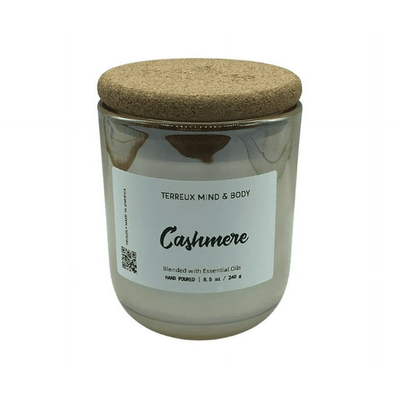 Cashmere Soy Candles 8 oz Jar, Soy Wax and Essential Oils 40 Hours Burn Time