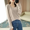thumbnail image 1 of Cashmere Sweaters for Women Winter Fashion Solid Color Pullover Tops Long Sleeve Casual Crewneck Outfits Elegant Gift for Her Comfortable & Fashionable,Khaki XXL, 1 of 3