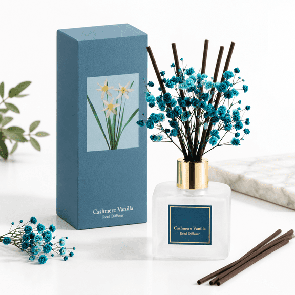 Cashmere Vanilla - Flower 3.38 fl oz Reed Diffuser for Home Bedroom Bathroom Decor