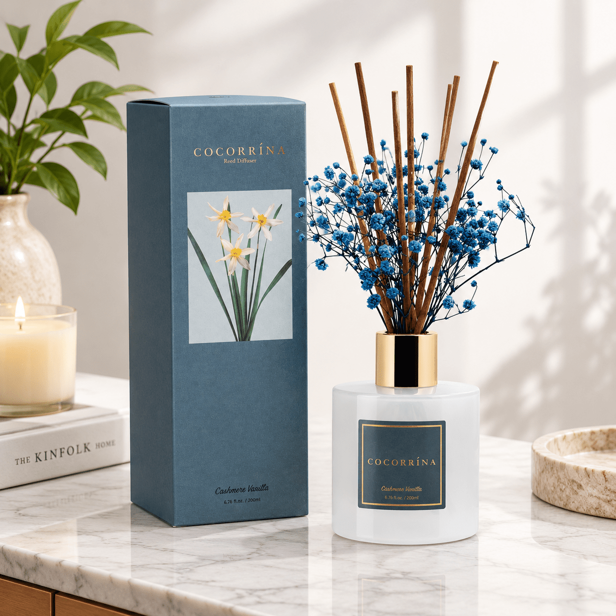 Cashmere Vanilla - Flower 6.7 Ounce/1pack Reed Diffuser for Home Decor ...