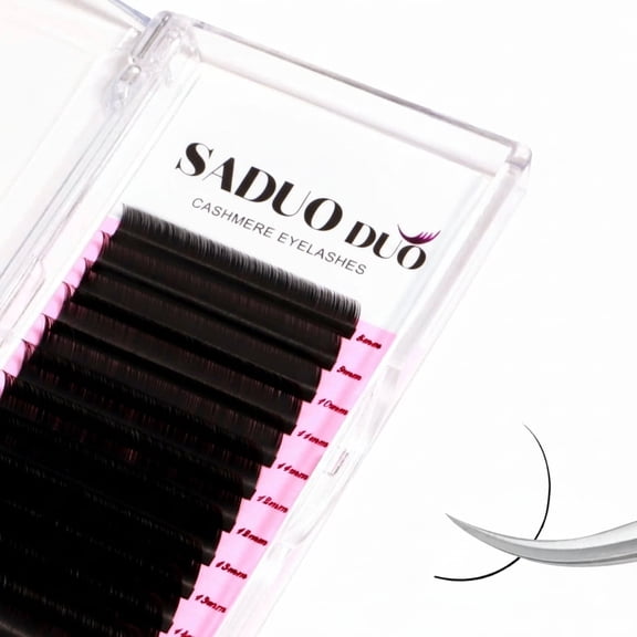 Cashmere Volume Lash Extensions D Curl 0.07 thickness 8-15mm, Super Matte Black Individual Eyelashes Tray, Professional Supplies for Lash Techs (0.07 CC 15mm)