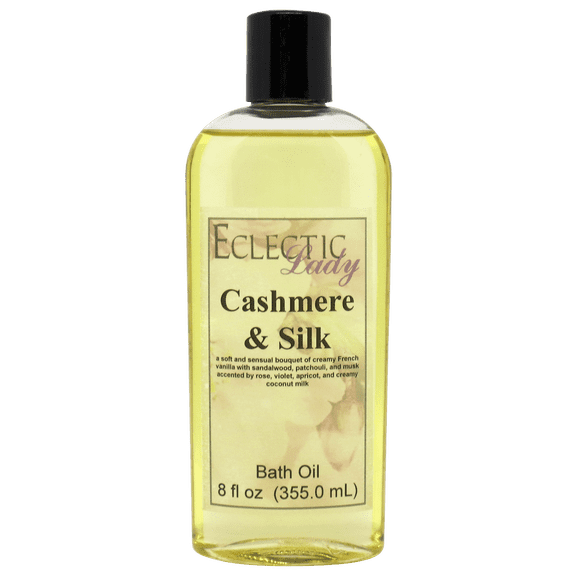 Cashmere and Silk Bath Oil - Scented Body Oil - Relaxing & Moisturizing Bathing Oil - Fragrance Body Oil For Dry & Rough Sensitive Skin - 8 oz