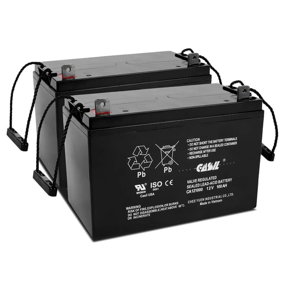 Casil 12V 100Ah Replacement Battery Compatible with SOL Transit Shelter Ad Solar Lighting Mobile Home RV 125AH Solar Wind Energy PV Panel AGM HICap Wagan EL2547 Solar ePower Cube 2 Pack