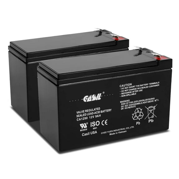 Casil 12V 9Ah F2 Terminal Replacement Battery Compatible with APC UPS Computer Backup Power (BX1300LCD), APC Back-UPS NS 1250 2 Pack