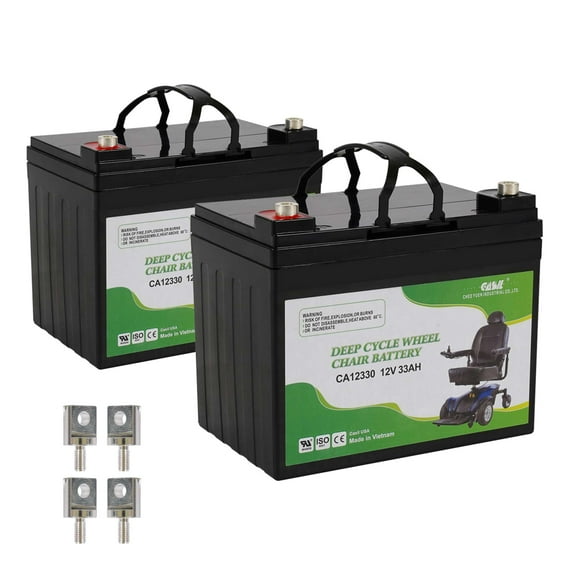 Casil 12v 33ah Deep Cycle Mobility Scooter Battery for Pride Go Go & Jazzy Select 6 Wheelchair Batteries Jazzy Power Chair Batteries Replacement 2 Pack for Electric Mobility Scooters and Chairs