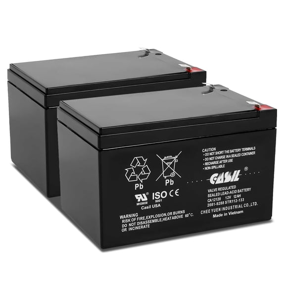 Casil 2 Pack 12v 12ah Rechargeable SLA AGM Battery, F2 Terminal