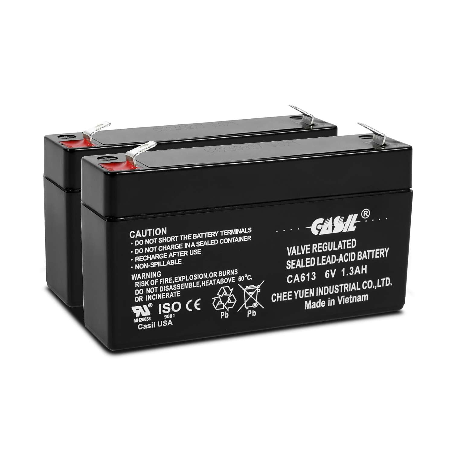 Casil 6V 1.3Ah AGM SLA Rechargeable Replacement Battery 2 Pack