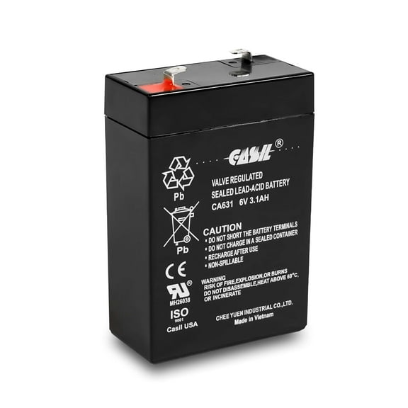 Casil 6V Batteries Replacement for 7845GSM-K14139 Honeywell Battery - CA631 6V Power Supply, 6 Volt 3.1 Amp SLA Replacement Battery, 6V 3.1Ah Alarm Battery