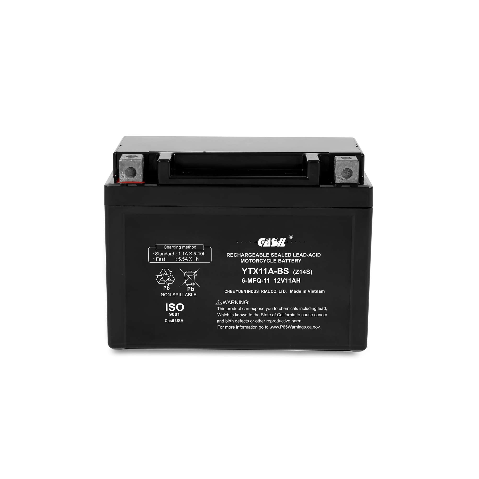 Casil YTZ14S 12V 11A AGM Powersport Battery Maintenance Free Replacement Battery for BMW Honda Suzuki and Yamaha Motorcycles