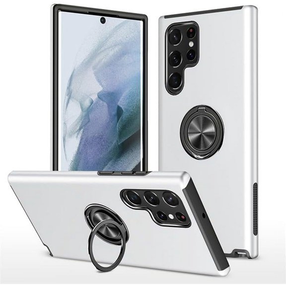 Casing Telepon Braket Tak Terlihat Mobil dengan Dudukan Cincin Jari, Anti-Jatuh, Untuk Casing Telepon Samsung A24 A72 A52 A71 A51 A42 A32 A12 A21S A20S A10S A82 A22 Phone case (Silver,A51 4G)
