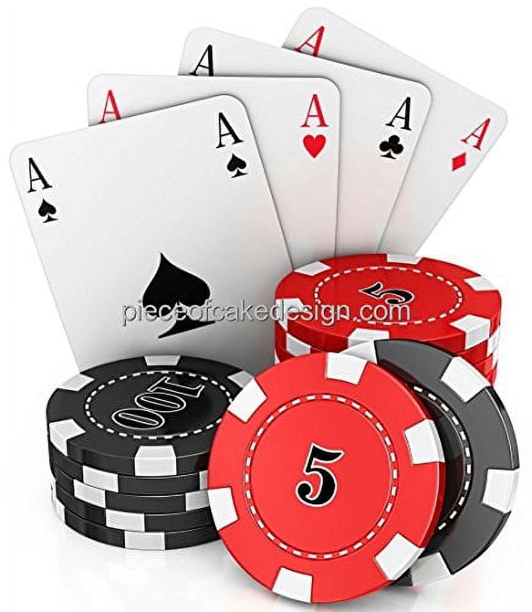 QUANTUMCHAOS Casino Aces and Poker Chips Birthday Edible Image Cake/Cupcake Topper