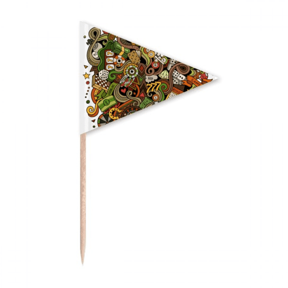 Casino Bar Poker Card Chips Jackpot Illustration Toothpick Triangle Cupcake Toppers Flag