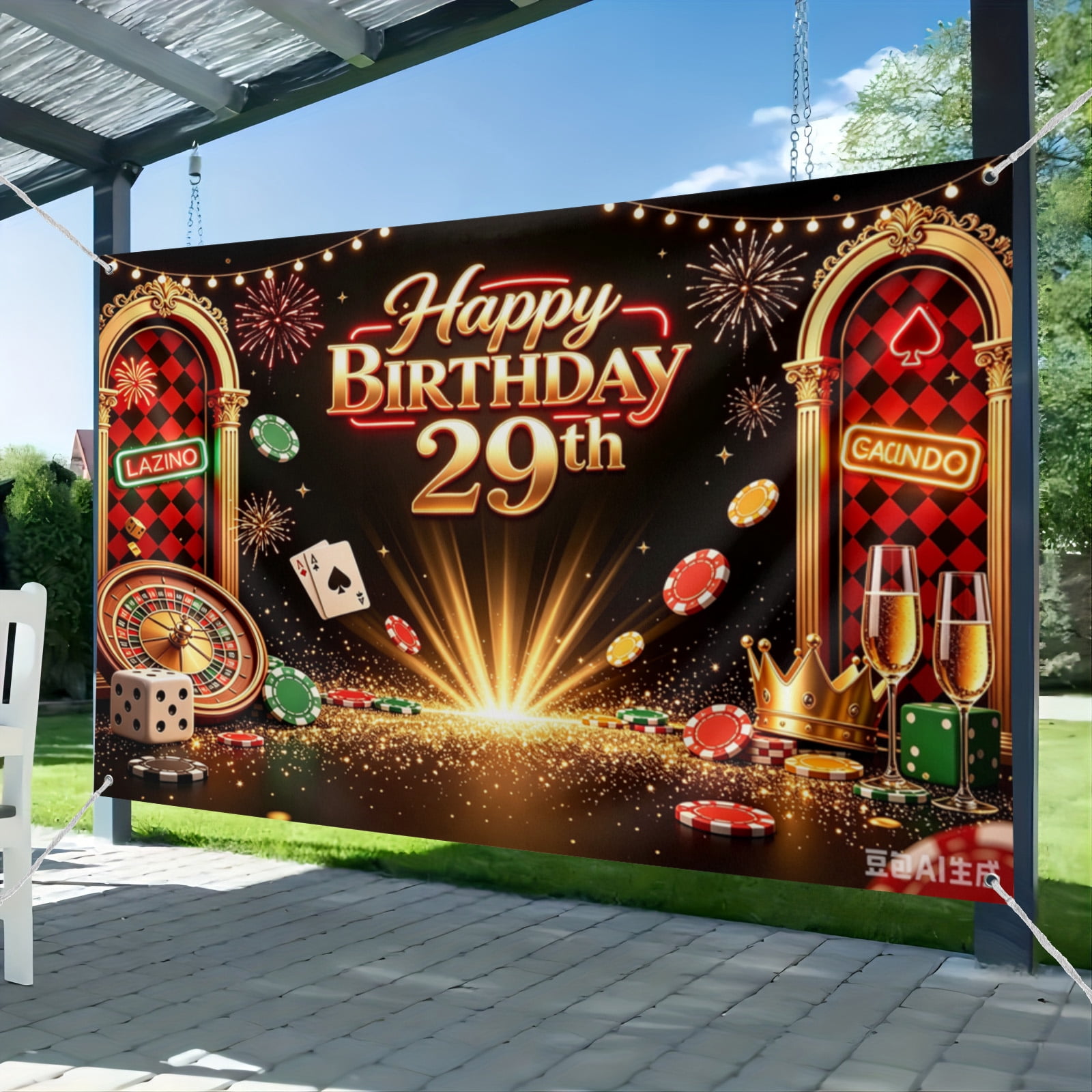 Casino Birthday Backdrop Las Vegas Casino Night Happy 29th Birthday ...