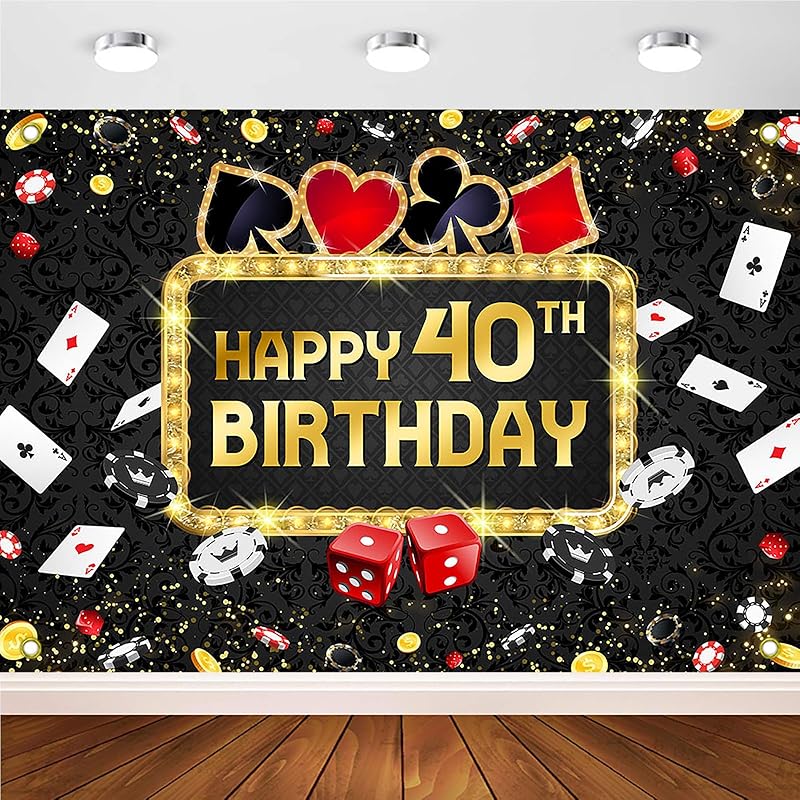 Rsstarxi Casino Happy Birthday Tortenaufsatz - Glitzer-Poker-Deko Für Casino-Mottopartys