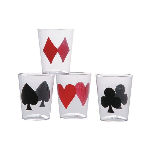 Casino Card Suit Shot Glass Asst (24Pc) - Party Supplies - 24 Pieces