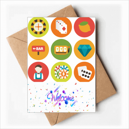 Casino Cartoon Elements Illustration Welcome Back Greeting Cards Envelopes Blank